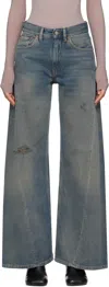 Mm6 Maison Margiela High Waist Wide Leg Denim Jeans In 994 Grey Blue