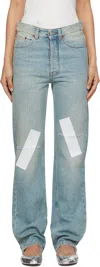 Shop Mm6 Maison Margiela Blue Distressed Taped 5 Pocket Jeans In 964 Light Blue