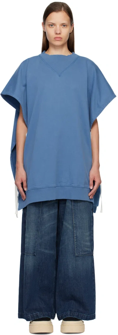 Mm6 Maison Margiela Blue Draped Sweatshirt In 518 Office Blue