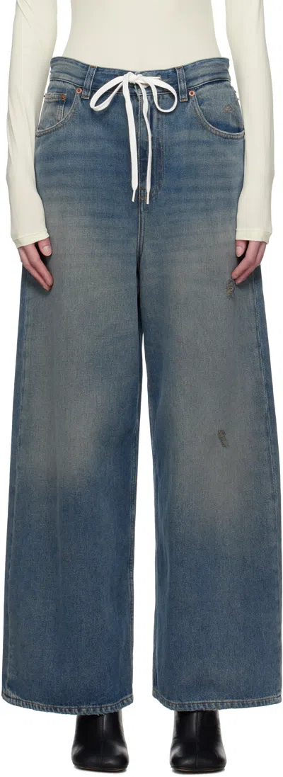 Mm6 Maison Margiela Blue Drawstring Jeans In 994 Grey Blue