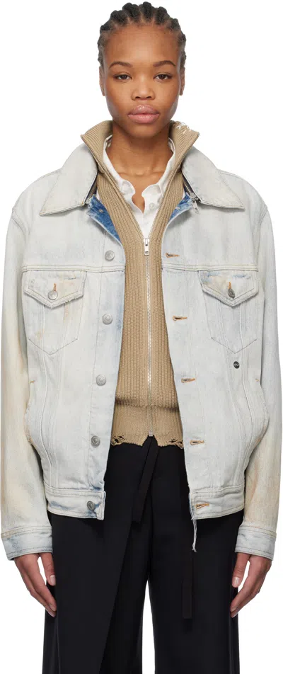 Mm6 Maison Margiela Blue Faded Denim Jacket In 982 Light Blue