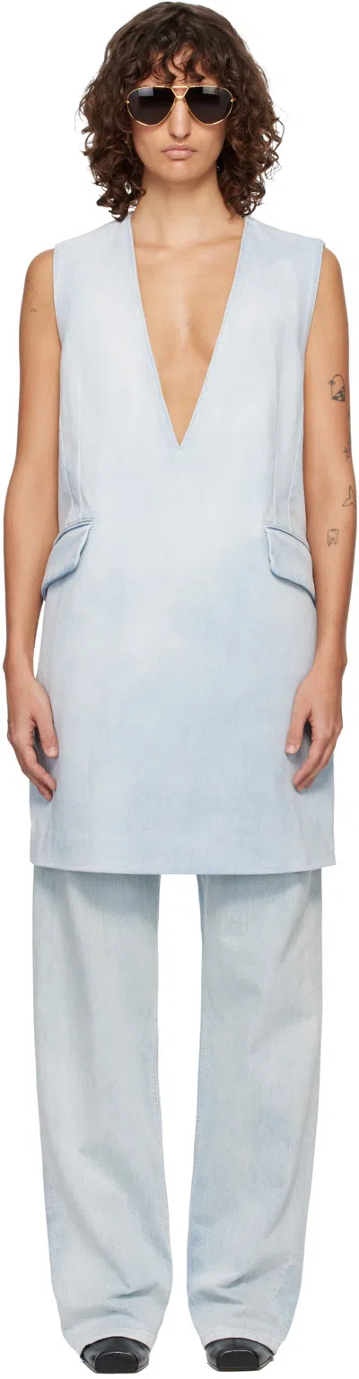 Mm6 Maison Margiela Blue Flap Pocket Denim Minidress