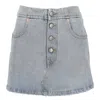 Mm6 Maison Margiela Blue Frayed Denim Miniskirt In Blue