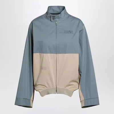 Mm6 Maison Margiela Blue-grey/beige Double-breasted Jacket In Multi