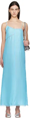 Mm6 Maison Margiela Blue Light Silk Lace Camisole Maxi Dress In 512 Turquoise