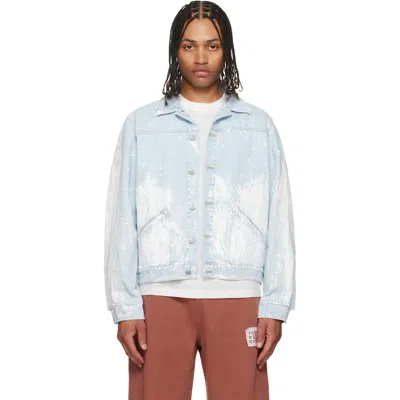 Mm6 Maison Margiela Blue Paint Splatter Denim Jacket In White