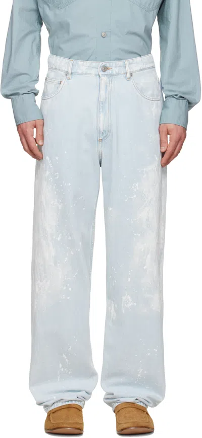 Mm6 Maison Margiela Blue Paint Splatter Jeans