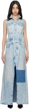 Mm6 Maison Margiela Maxi Dresses Patchwork Detail In 966 Medium Blue