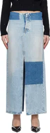 Mm6 Maison Margiela Blue Paneled Denim Maxi Skirt In 966 Medium Blue