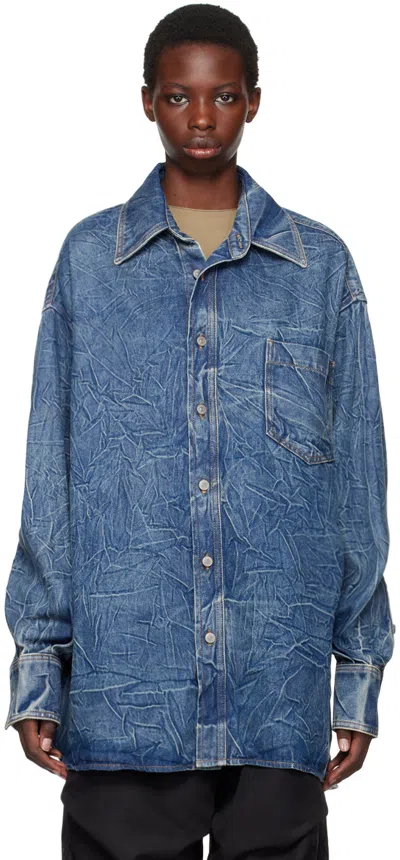 Mm6 Maison Margiela Blue Pittsburgh Crease Denim Shirt In 993 Blue