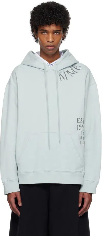 Mm6 Maison Margiela Blue Printed Hoodie In 500 Ice