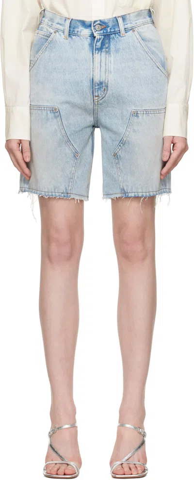 Mm6 Maison Margiela Blue Raw Edge Shorts In 966 Blue Denim