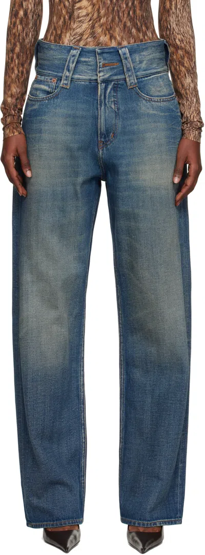 Mm6 Maison Margiela Blue Slub 5 Pockets Jeans