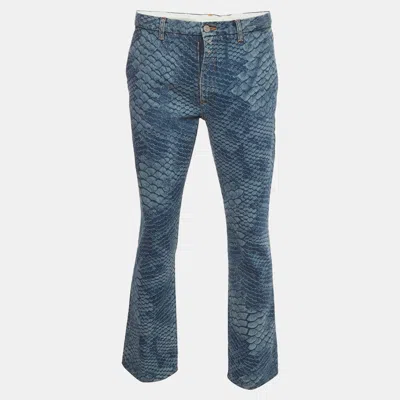 Pre-owned Mm6 Maison Margiela Blue Snake Print Denim Jeans M/waist 33"