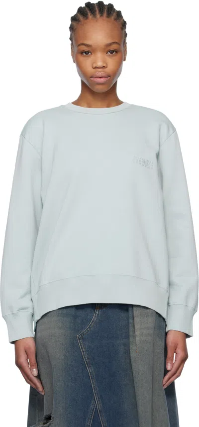 Mm6 Maison Margiela Blue Spliced Logo Sweatshirt In 500 Ice
