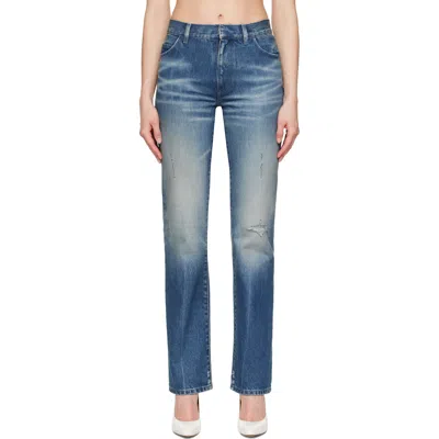 Mm6 Maison Margiela Straight-leg Denim Jeans With Five-pocket Design In Blue