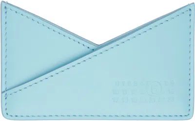 Mm6 Maison Margiela Blue Triangle 6 Card Holder In T6299 Blue Topaz