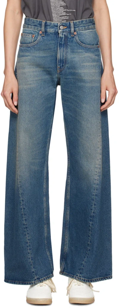 Mm6 Maison Margiela Blue Twisted Outseam Jeans In 980 Blue