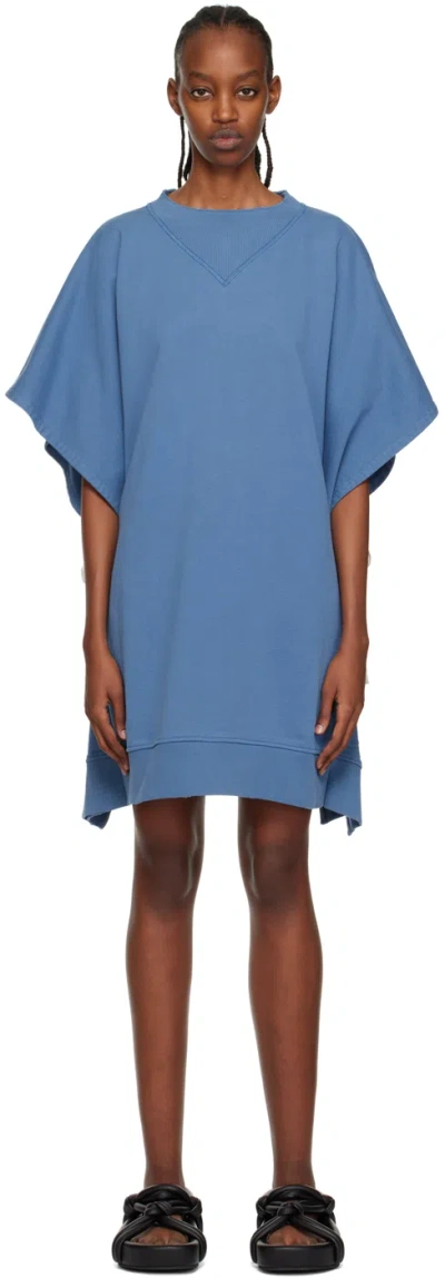 Mm6 Maison Margiela Blue Vented Minidress In 518 Office Blue