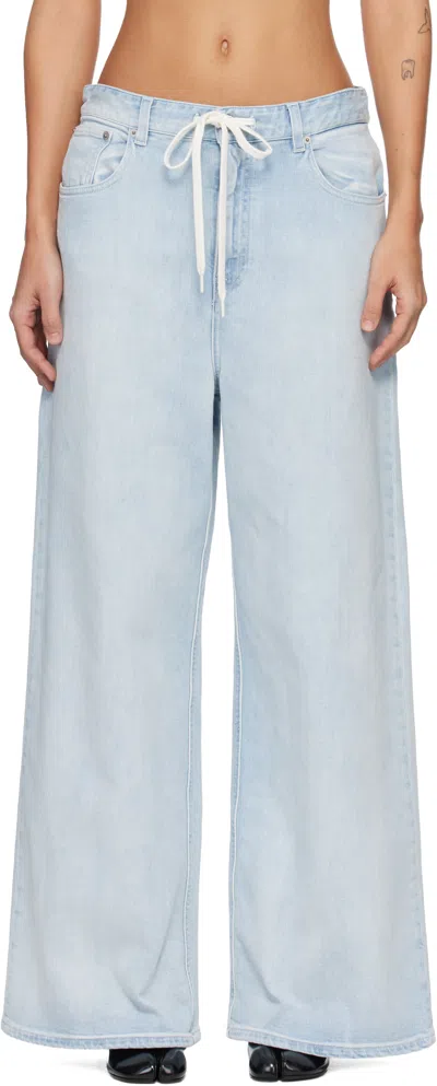 Mm6 Maison Margiela Drawstring Wide Leg Jeans In Blue