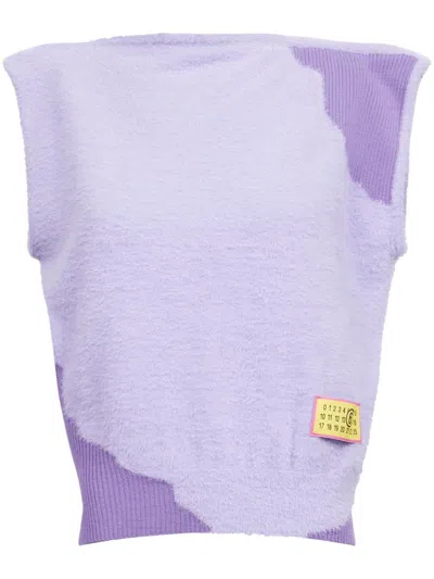 Mm6 Maison Margiela Boat-neck Sleeveless Top In Purple