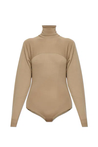 Mm6 Maison Margiela Bodysuit With Turtleneck In Nude