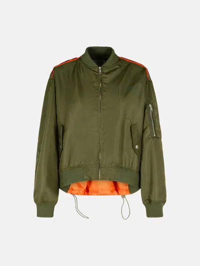 Mm6 Maison Margiela Bomber Jacket In Green Polyamide