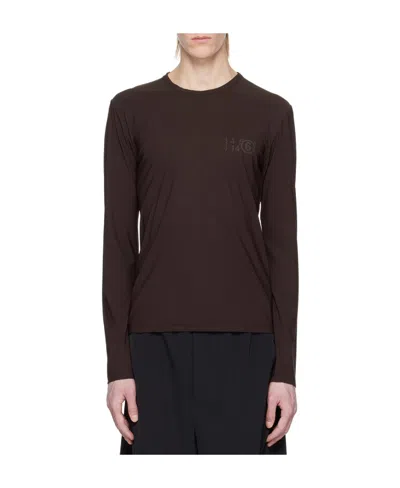 Mm6 Maison Margiela Bonded Long-sleeved T-shirt In Black