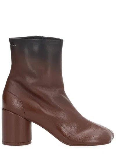 Mm6 Maison Margiela Leather Ankle Boots In Brown