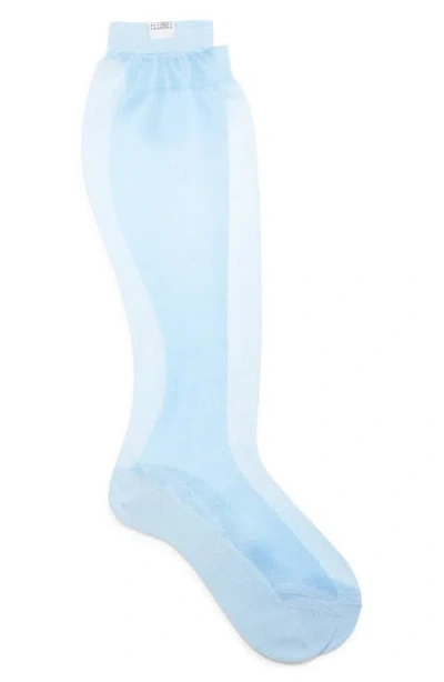 Mm6 Maison Margiela Bootleg Sheer Knee High Socks In Blue