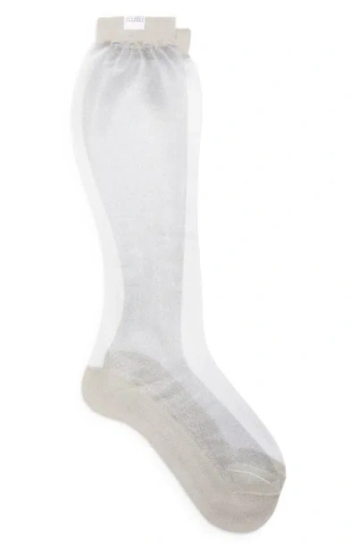 Mm6 Maison Margiela Bootleg Sheer Knee High Socks In White