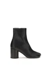 Mm6 Maison Margiela Round Toe Leather Ankle Boots With Seam Detailing In Black