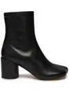 Mm6 Maison Margiela Round Toe Leather Ankle Boots With Seam Detailing In Black