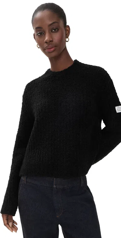 Mm6 Maison Margiela Logo Crew Neck Regular Fit Jumper In Black