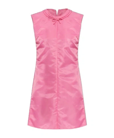 Mm6 Maison Margiela Bow Detail Sleeveless Mini Dress In Pink