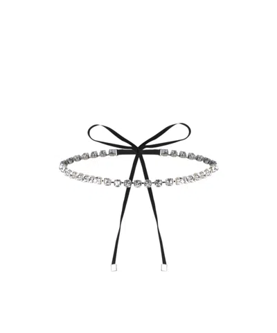 Mm6 Maison Margiela Bow-detailed Embellished Necklace In Metallic
