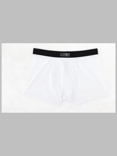 Mm6 Maison Margiela Boxer In Cotone Con Logo In White