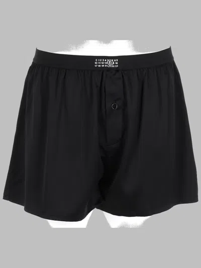 Mm6 Maison Margiela Black Silk-blend Boxer Shorts