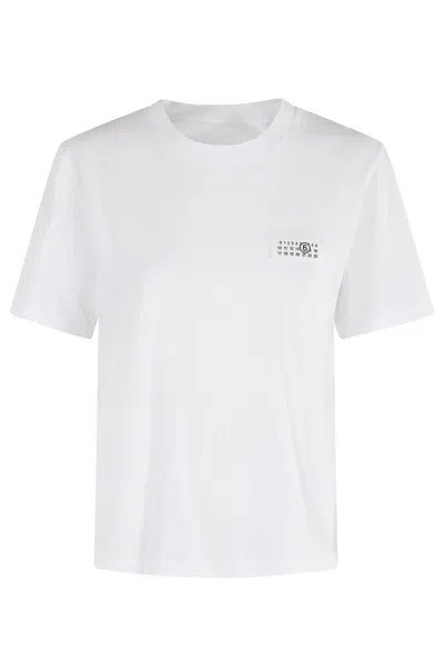 Mm6 Maison Margiela Boxy-fit White Cotton T-shirt With Numeric Logo