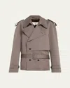Mm6 Maison Margiela Stretch Cotton Trench Coat With Belted Waist In Gold