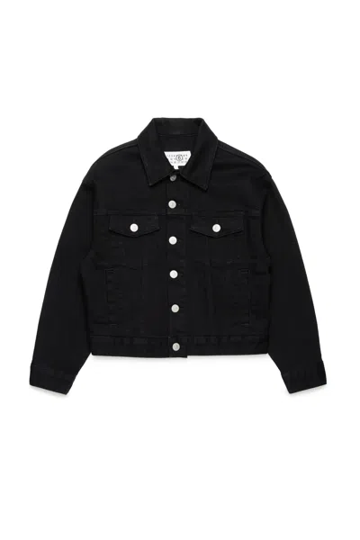 Mm6 Maison Margiela Branded Black Denim Jacket
