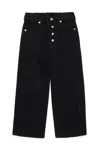 Mm6 Maison Margiela Teen Elasticated-waist Wide-leg Jeans In Black