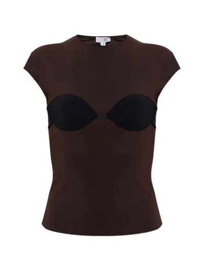 Mm6 Maison Margiela Bra-overlay T-shirt In Multi