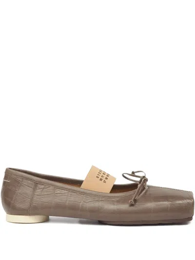 Mm6 Maison Margiela Crocodile-embossed Ballet Flats In Gray