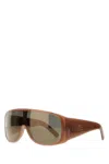 Mm6 Maison Margiela Shield Sunglasses With Curved Geometric Frame In Brown