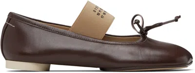 Mm6 Maison Margiela Brown Anatomic Numeric Ballerina Flats