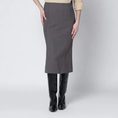 Mm6 Maison Margiela Brown And Beige Patterned Wool Midi Skirt