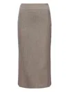 Mm6 Maison Margiela Brown And Beige Patterned Wool Midi Skirt In Blue