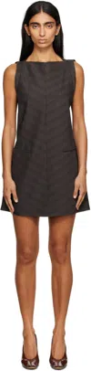 Mm6 Maison Margiela Brown & Black Check Minidress In Gray