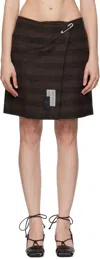 Mm6 Maison Margiela Brown & Black Checked Wool Blend Miniskirt